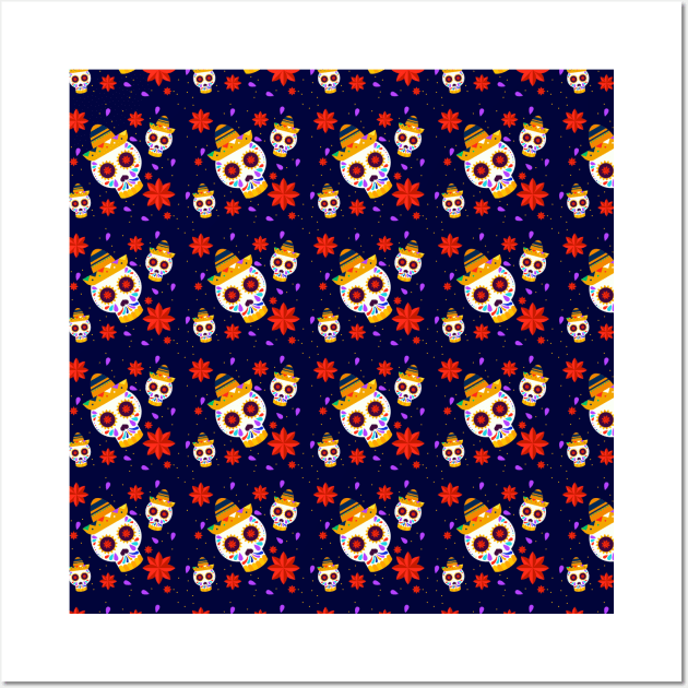 Sugar Skull Pattern Wall Art by aquariart